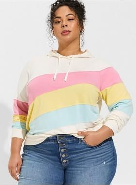 Lightweight French Terry Colorblock Pullover Hoodie | Torrid (US & Canada)