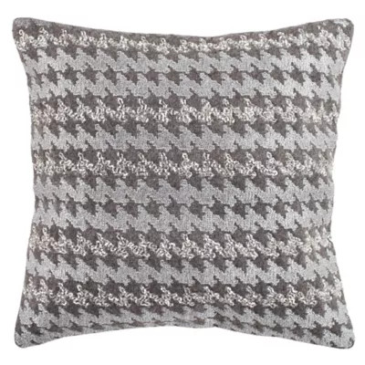 Safavieh Perry Houndstooth 22-Inch Square Throw Pillow in Grey | Bed Bath & Beyond | Bed Bath & Beyond