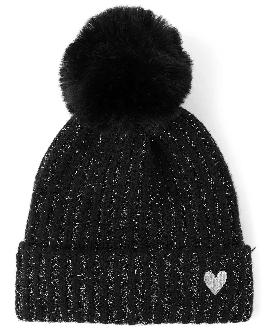 Girls Shimmer Icon Pom Pom Beanie - black | The Children's Place