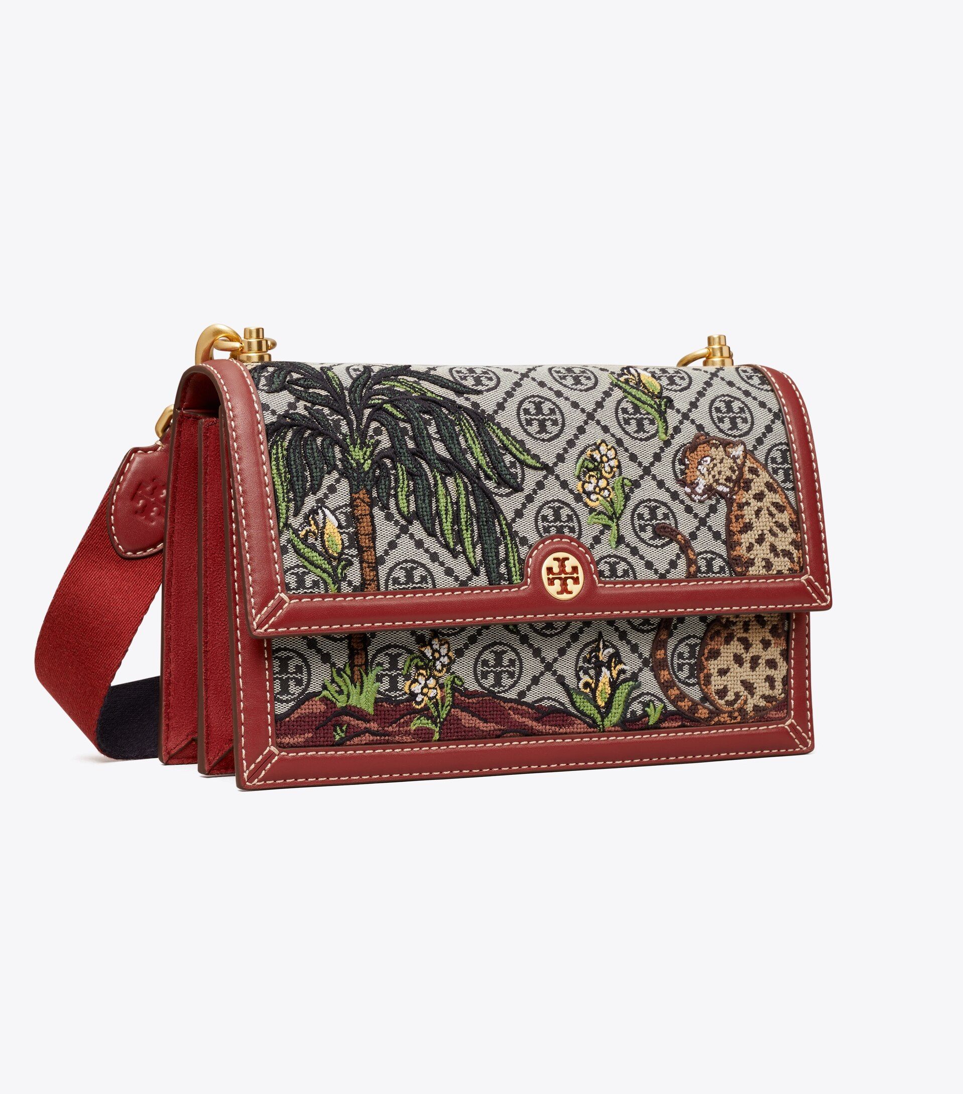 T Monogram Jacquard Embroidered Shoulder Bag | Tory Burch (US)