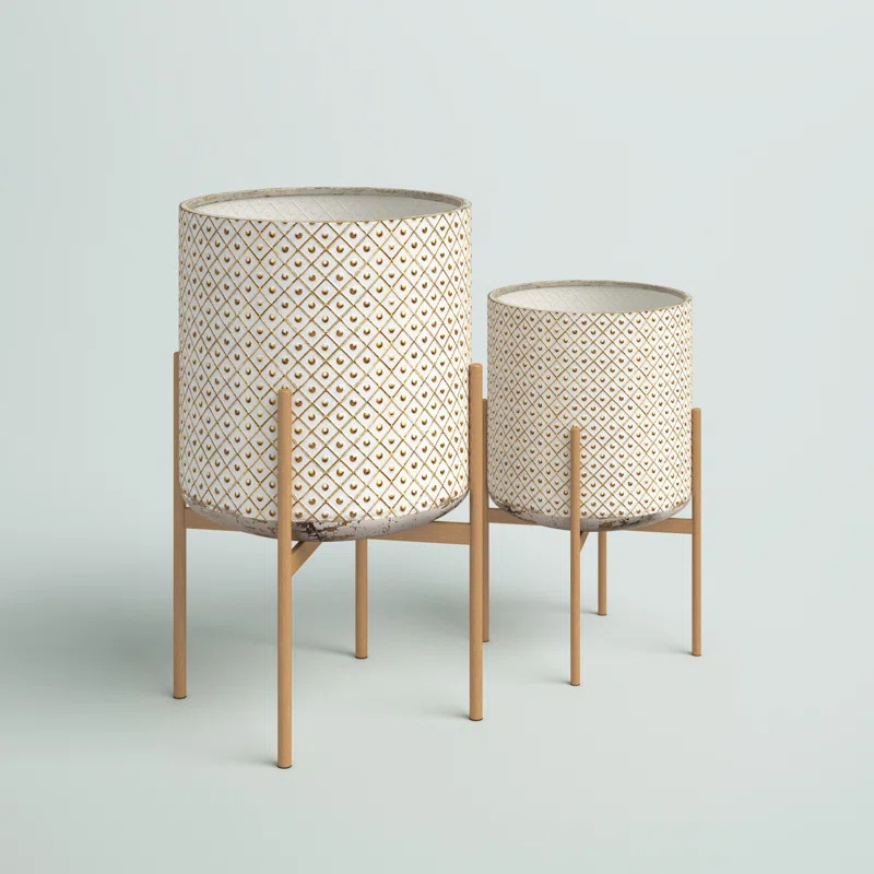 Adelbert 2-Piece Iron Pot Planter Set | Wayfair North America