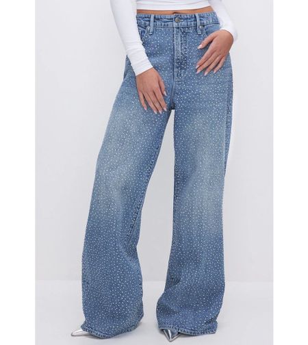 Jeans, wide leg, studded, jeweled 

#LTKsalealert #LTKstyletip #LTKSpringSale