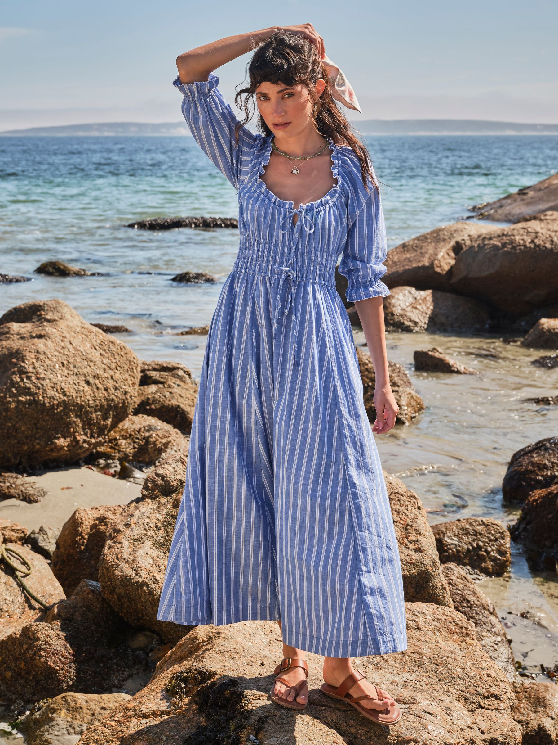 Camille Blue Regular Dress | Fat Face