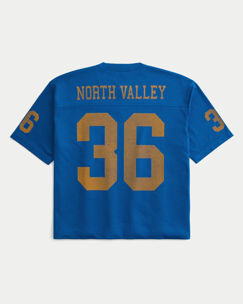 Men's Boxy Crop Mesh North Valley Graphic Jersey from Hollister | Hollister (US)
