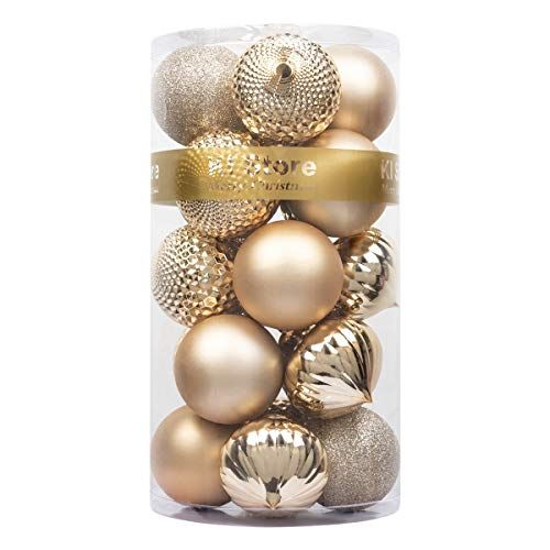 KI Store Champagne Christmas Balls 20pcs 3.15-Inch Christmas Tree Decoration Ornaments for Xmas Tree | Amazon (US)