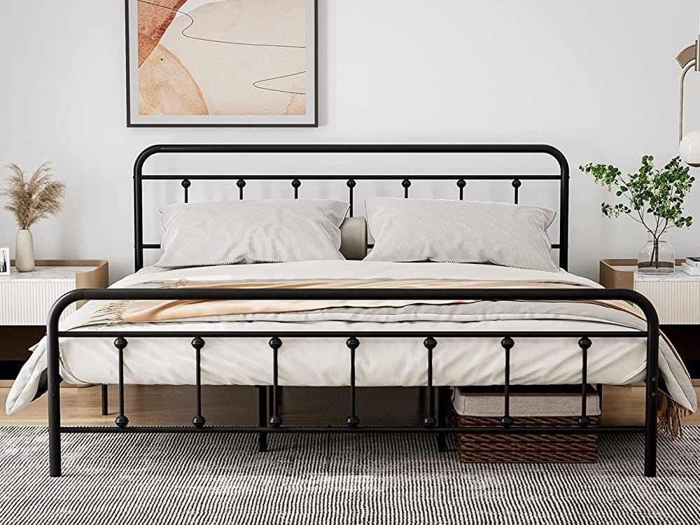 IKIFLY King Size Metal Platform Bed Frame with Headboard & Footboard - Strong Steel Slat Support ... | Amazon (US)