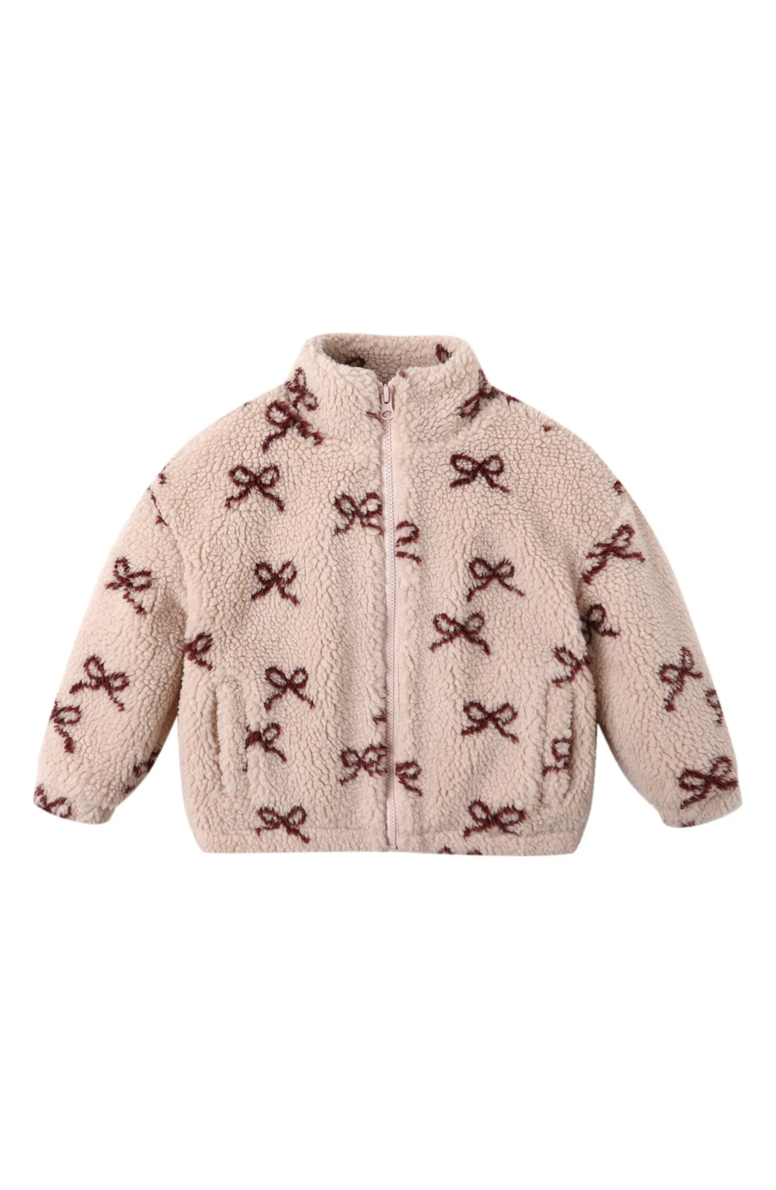 Rylee + Cru Coco Bow Print Faux Shearling Jacket | Nordstrom | Nordstrom