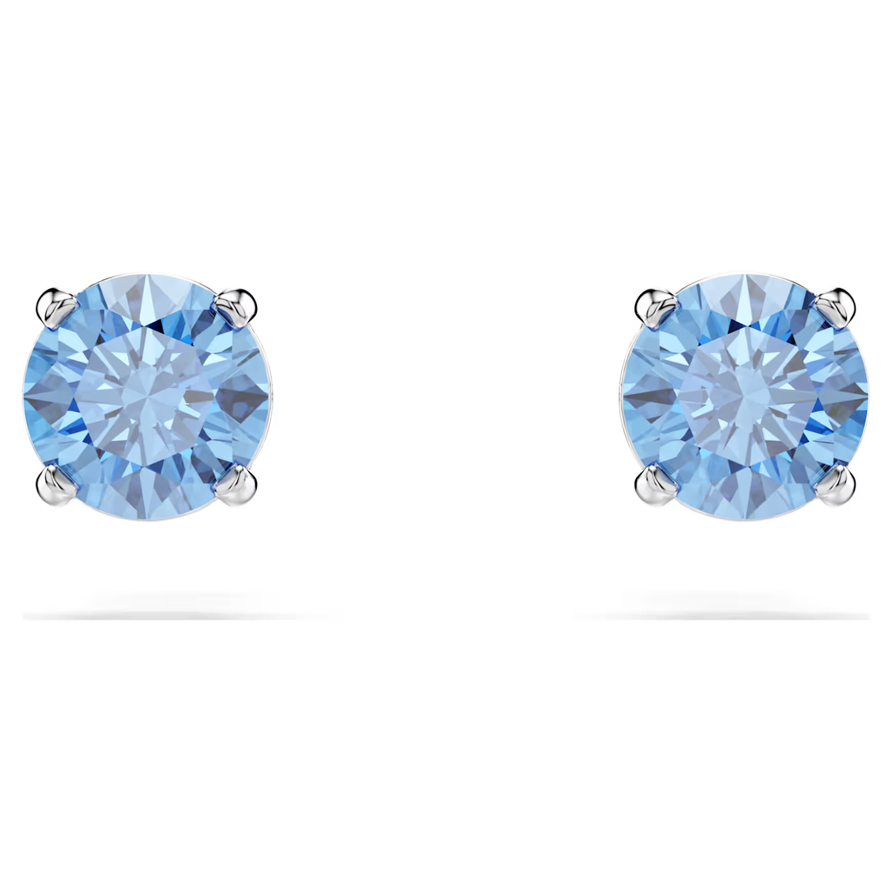 Stilla Attract stud earrings, Round cut, Blue, Rhodium plated by SWAROVSKI | SWAROVSKI