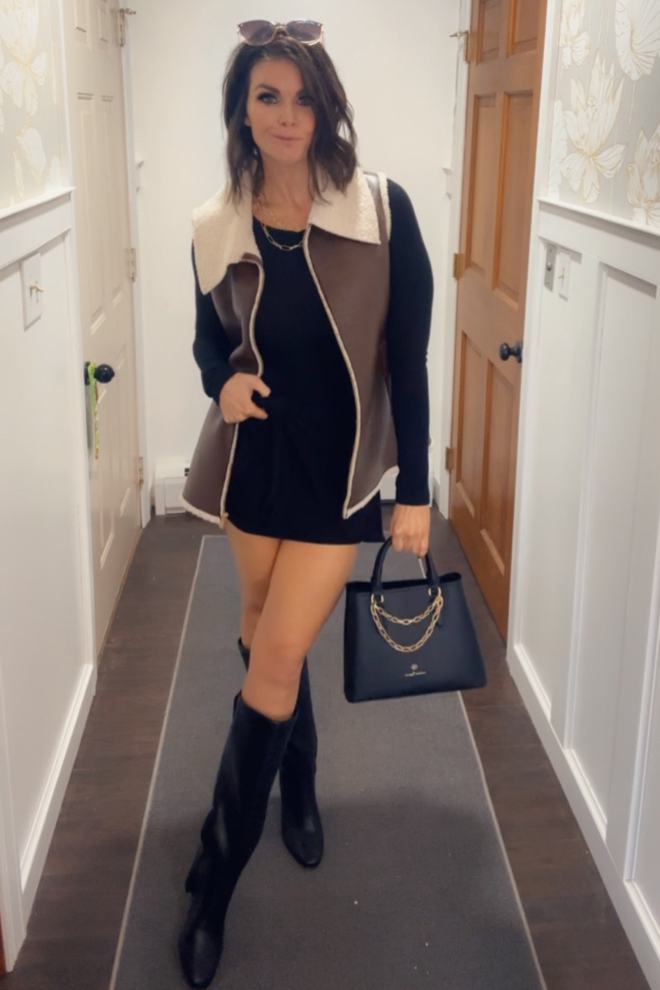 Easy date night outfit, perfect for a large dinner. Eat the damn pizza ☺️ size small jacket and small dress. Mini dress for winter for the win

#LTKHoliday #LTKOver40 #LTKParties