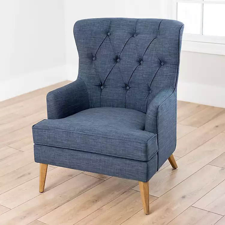 Wilson Denim Tufted Armchair | Kirkland's Home