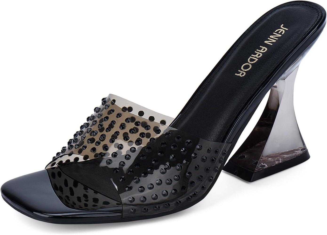 JENN ARDOR Women’s Clear Heels Sandals High Stiletto Mules Square Toe Slip on Heel Sandals Back... | Amazon (US)