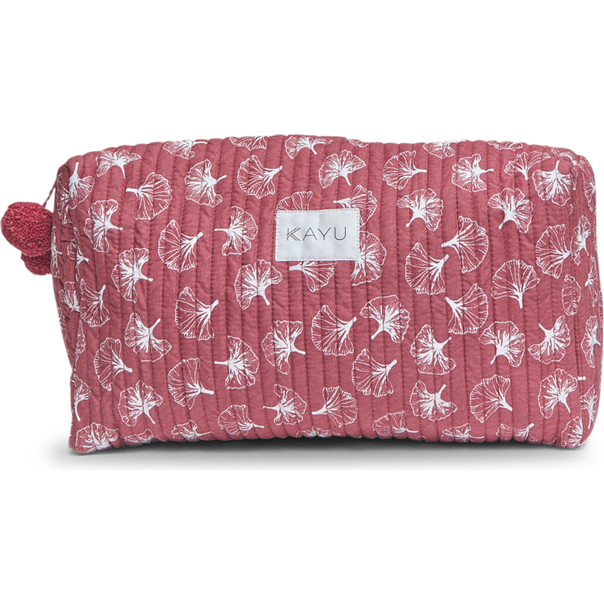Clover Quilted Over-Sized Pouch, Red Ginkgo | Maisonette