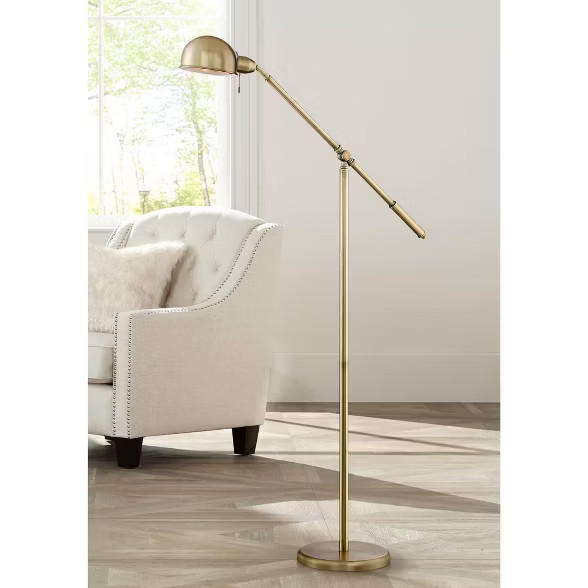 360 Lighting Modern Pharmacy Floor Lamp Antique Brass Dawson Adjustable Boom Arm and Head for Liv... | Target
