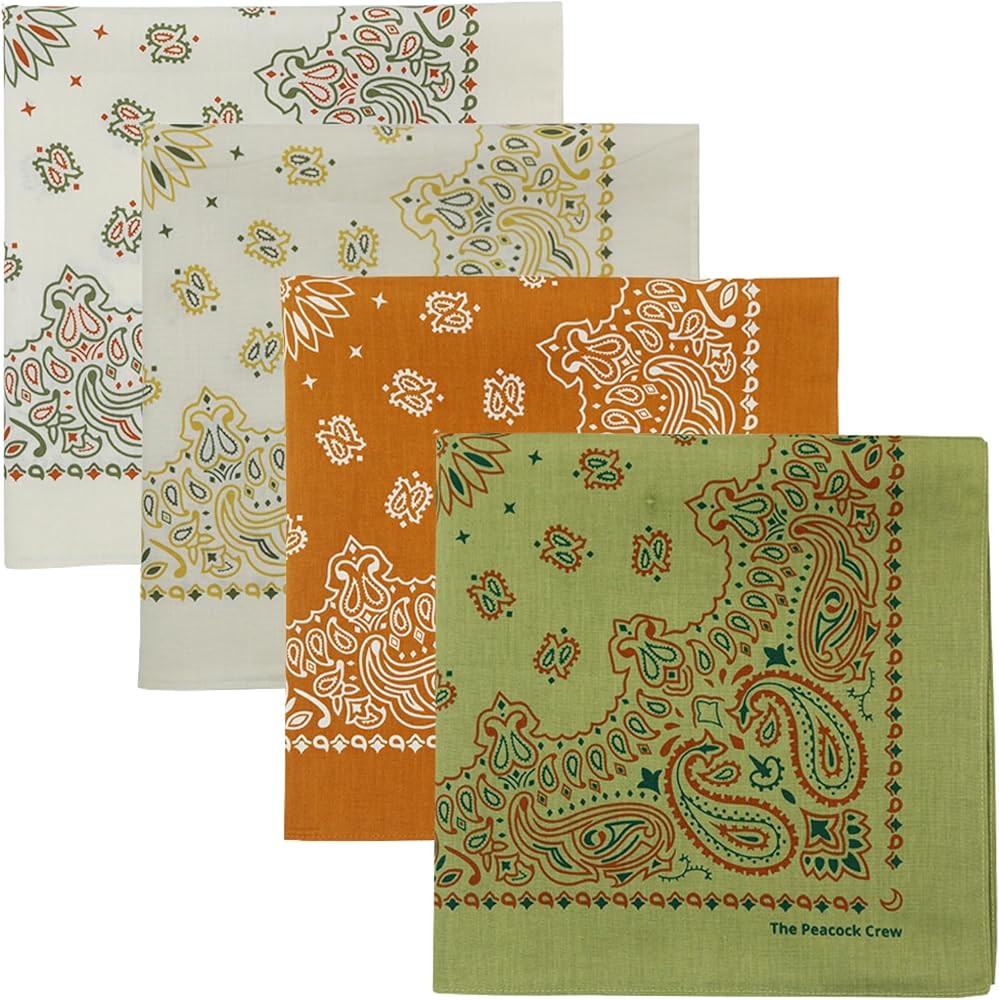 The Peacock Crew Premium Soft Cotton Bandanas Pack for Men and Women Paisley 22 x 22 inches | Amazon (US)