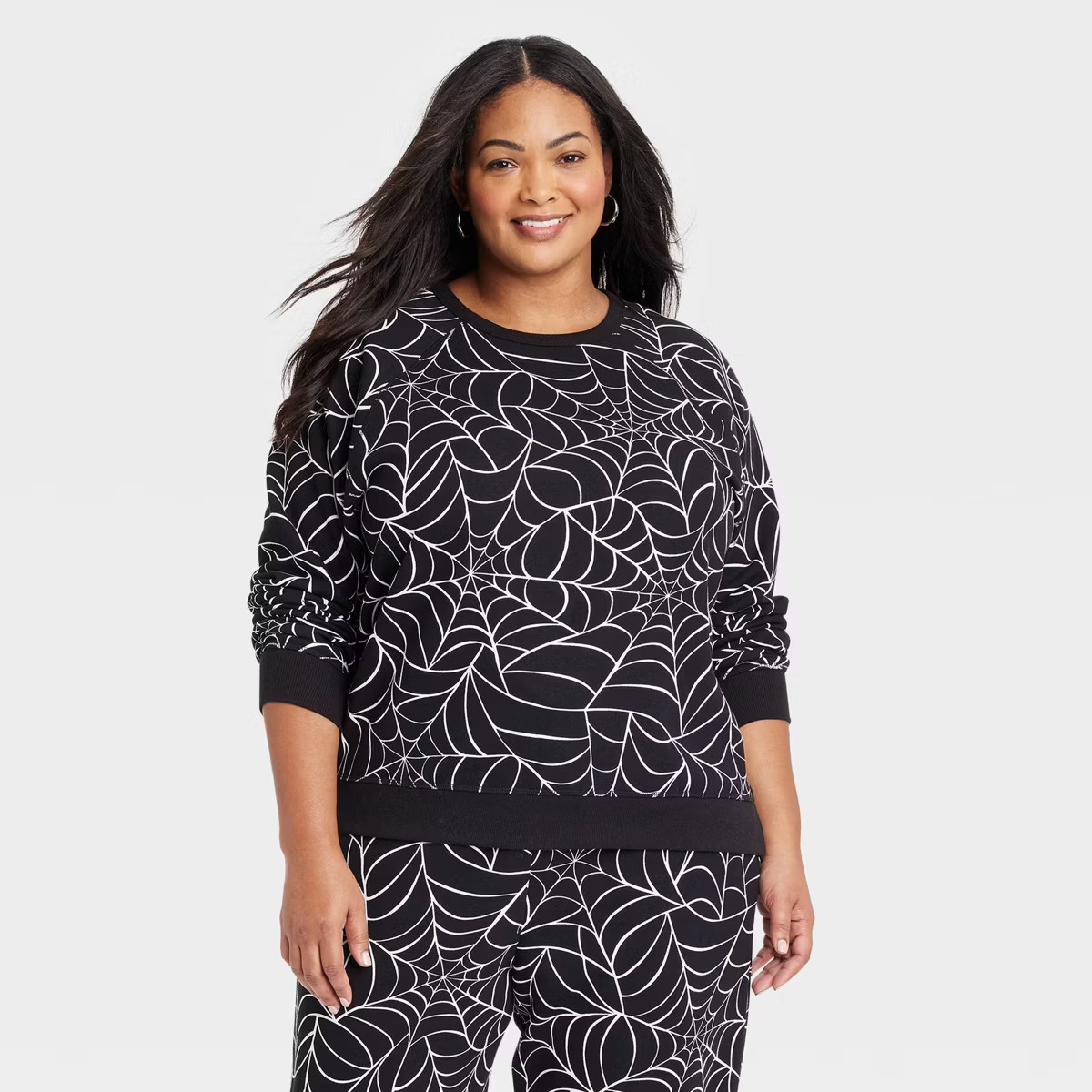 Women's Halloween Spider Web Graphic Sweatshirt - Black XS | Target