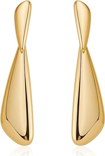 Gold Statement Dangle Earrings for Women Multiple Shapes Metal Drop Earrings | Amazon (US)