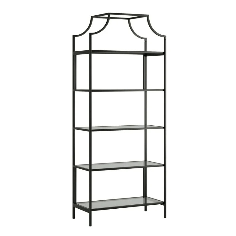 Better Homes & Gardens 71" Nola 5 Tier Etagere Bookcase, Black Finish | Walmart (US)