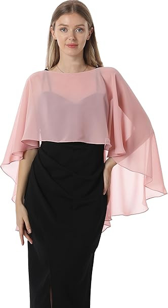 Capelets for women Chiffon Cape Shawls and Wraps for Evening Dress Wedding Capes Cover Up | Amazon (US)