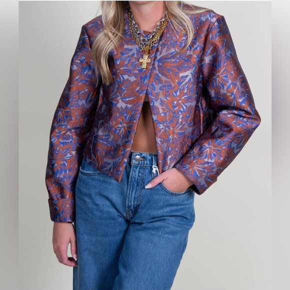 NWT Derek Lam 10 Crosby Neville Cloque Jacket Red Ochre Multi Sz XS | Poshmark