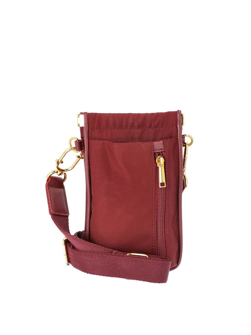 Time and Tru Women's Addilyn Cellie with Removable Card Case, Black Crimson | Walmart (US)