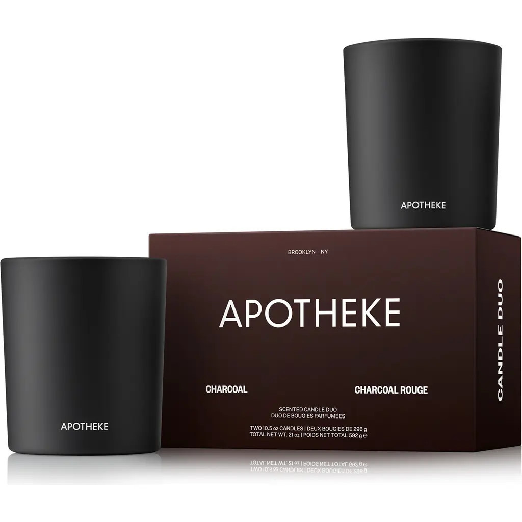 APOTHEKE Charcoal & Charcoal Rouge Scented Candle Duo in Black at Nordstrom | Nordstrom
