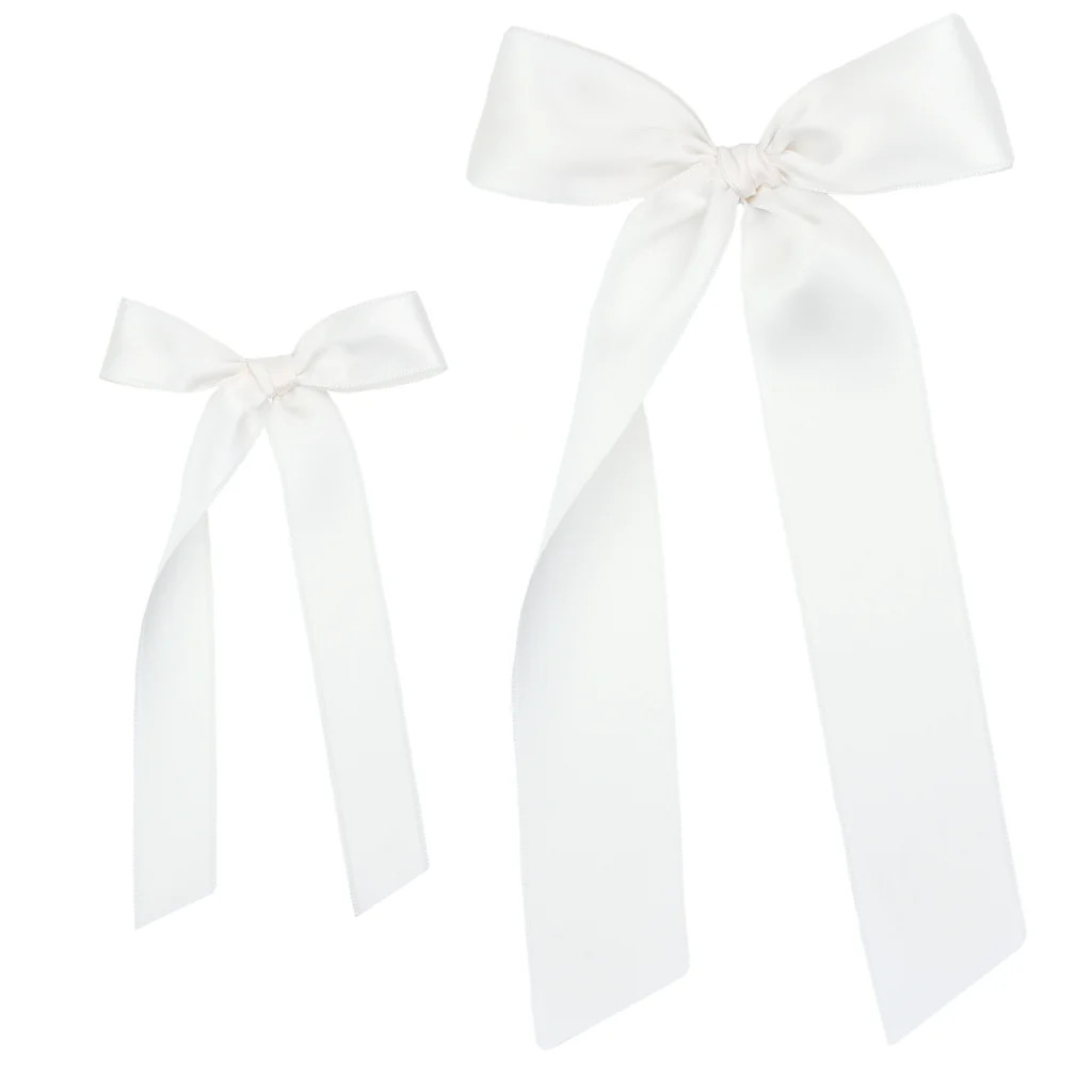 Satin Bow - White Sash Clip | Lou Lou & Company