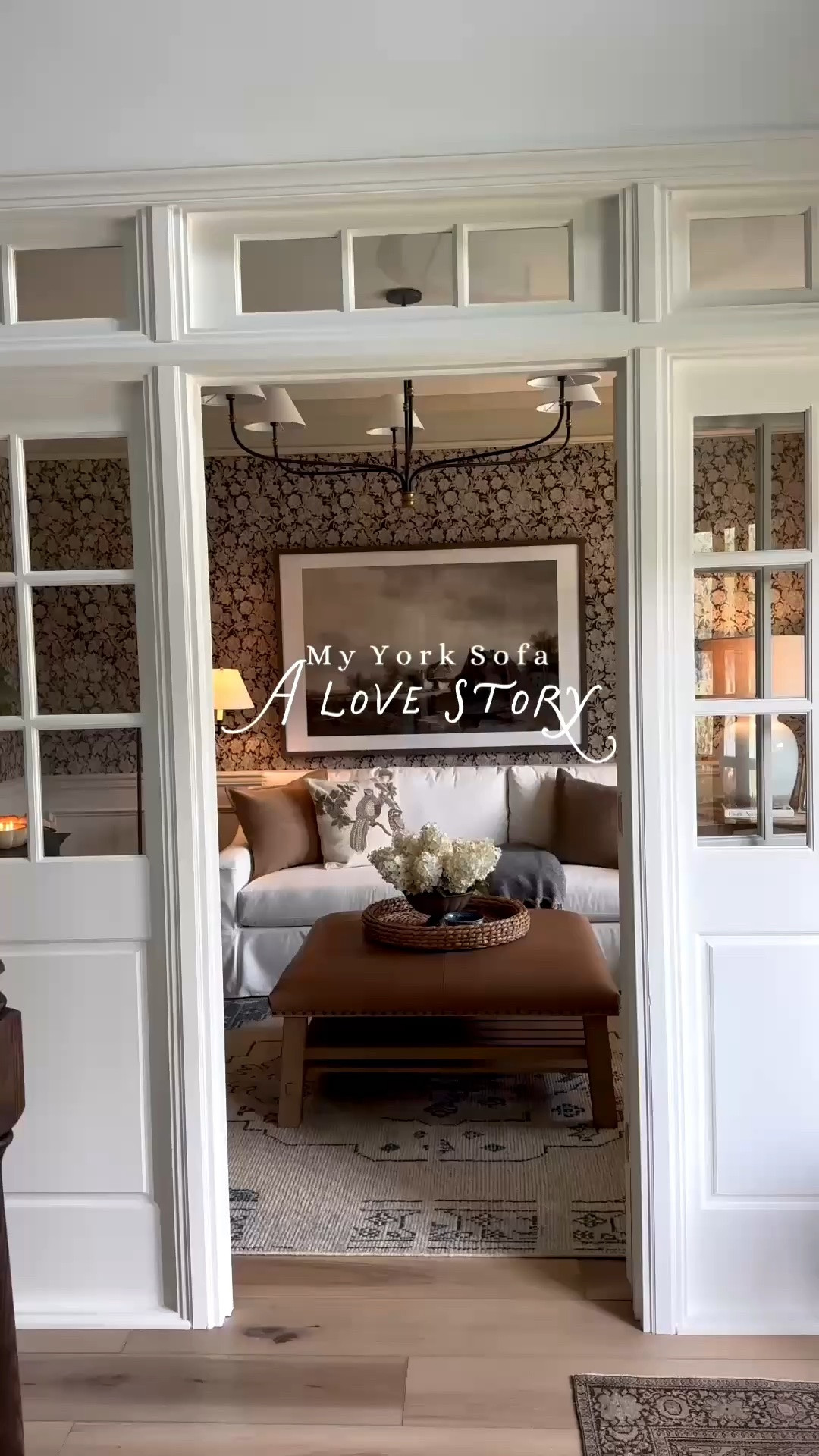 Den, small living room, York Slipcovered Sofa, small sofa, Nancy meyers vibe, cozy cottage living room, heritage collection 
@Pottery Barn