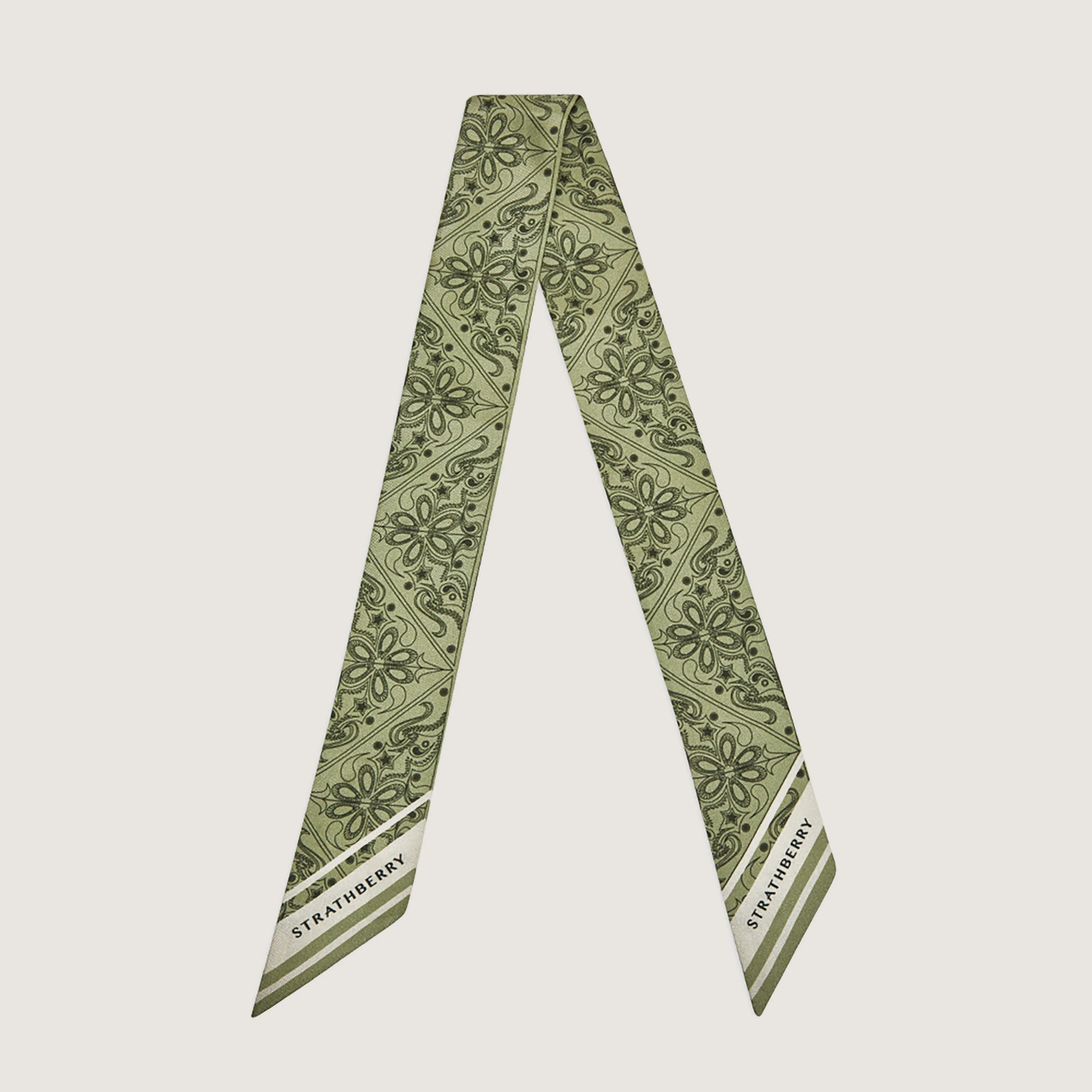 Strathberry - Silk Skinny Scarf - Green | Strathberry