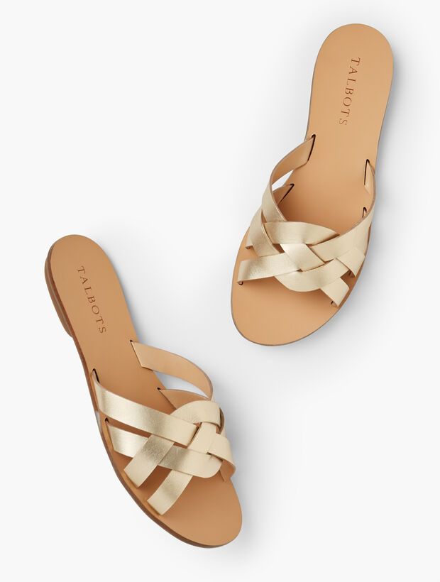 Hannah Metallic Woven Vachetta Slides | Talbots