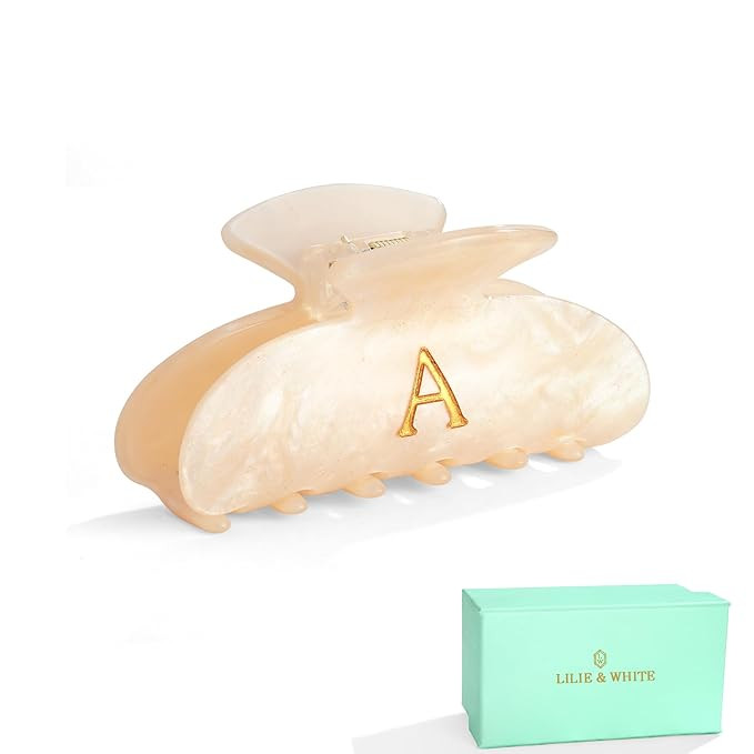 LILIE&WHITE Acrylic Letter Hair Clips For Women Stylish A Monogram Hair Claw Alphabet Hair Clip F... | Amazon (US)