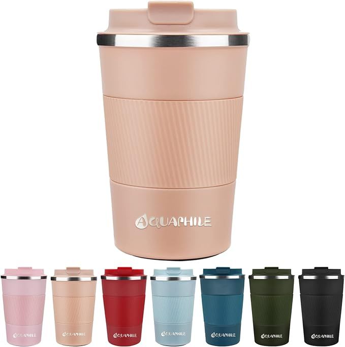 AQUAPHILE Reusable Coffee Cup, Coffee Travel Mug with Leak-proof Lid, Thermal Mug Double Walled I... | Amazon (US)