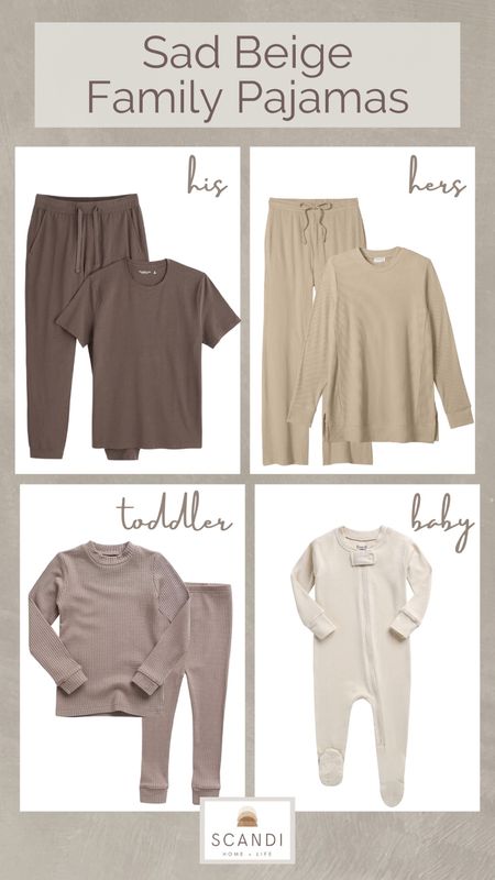 Family Christmas Pajamas but make it sad beige. 😂 If you want some comfy pjs to wear during the holidays but want to get use out of them all year long, I’ve got ya covered with these neutral lounge sets and pajamas. 🤍 sad beige baby | sad beige toddler | matching family pajamas | holiday pajamas | christmas pajamas 

#LTKHoliday #LTKSeasonal #LTKfamily