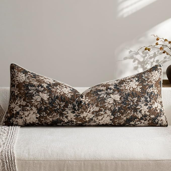 Pack of 1 Vintage Floral Lumbar Pillow Covers 14x36 Boho Farmhouse Accents Chenille Rectangular D... | Amazon (US)