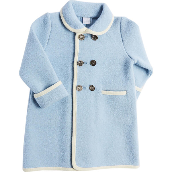 Austrian Double Breasted Wool Baby Coat, Blue | Maisonette