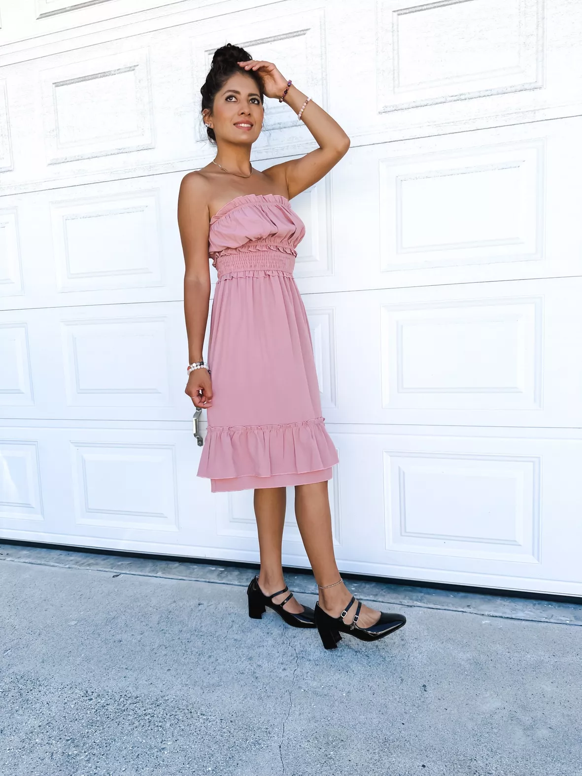 pink heels black dress LBD + Hot these heels are perfect for standing out at any event. Pink Pale satin dress givenchy