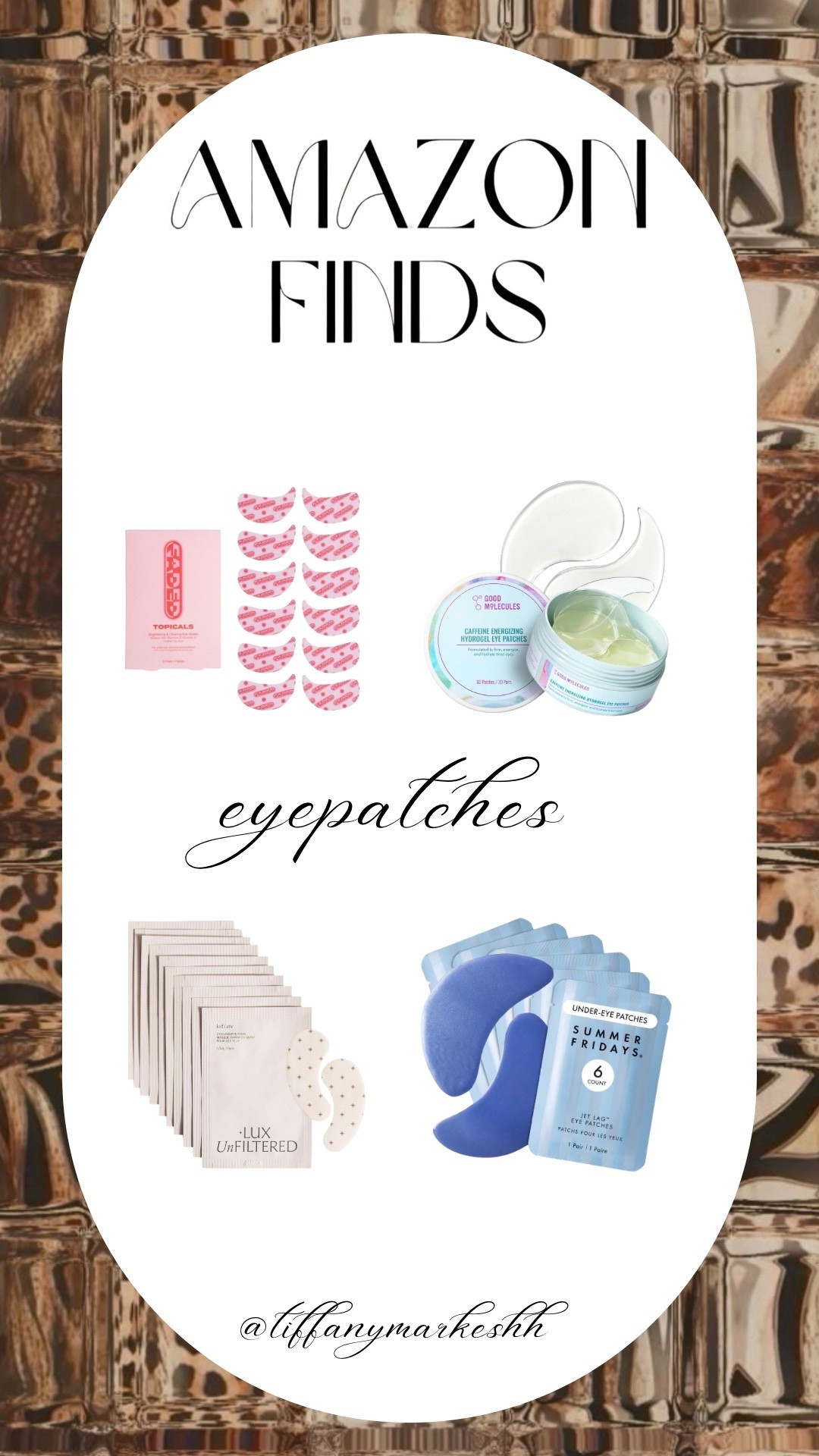 obsessing over these eyepatches for de-puffing & hydration 🙌🏽✨ #amazon #eyelatches

#LTKmomlife #LTKBeauty #LTKselfcare