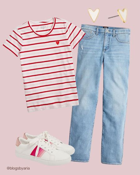 Red and pink striped tee with vintage straight jeans, pink striped sneakers 

#LTKFind #LTKstyletip #LTKsalealert