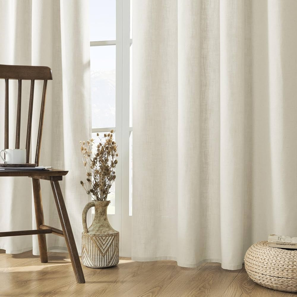 Joydeco Linen Curtains 96 inch Length 2 Panel Set, Light Filtering Curtain for Living Room Bedroo... | Amazon (US)