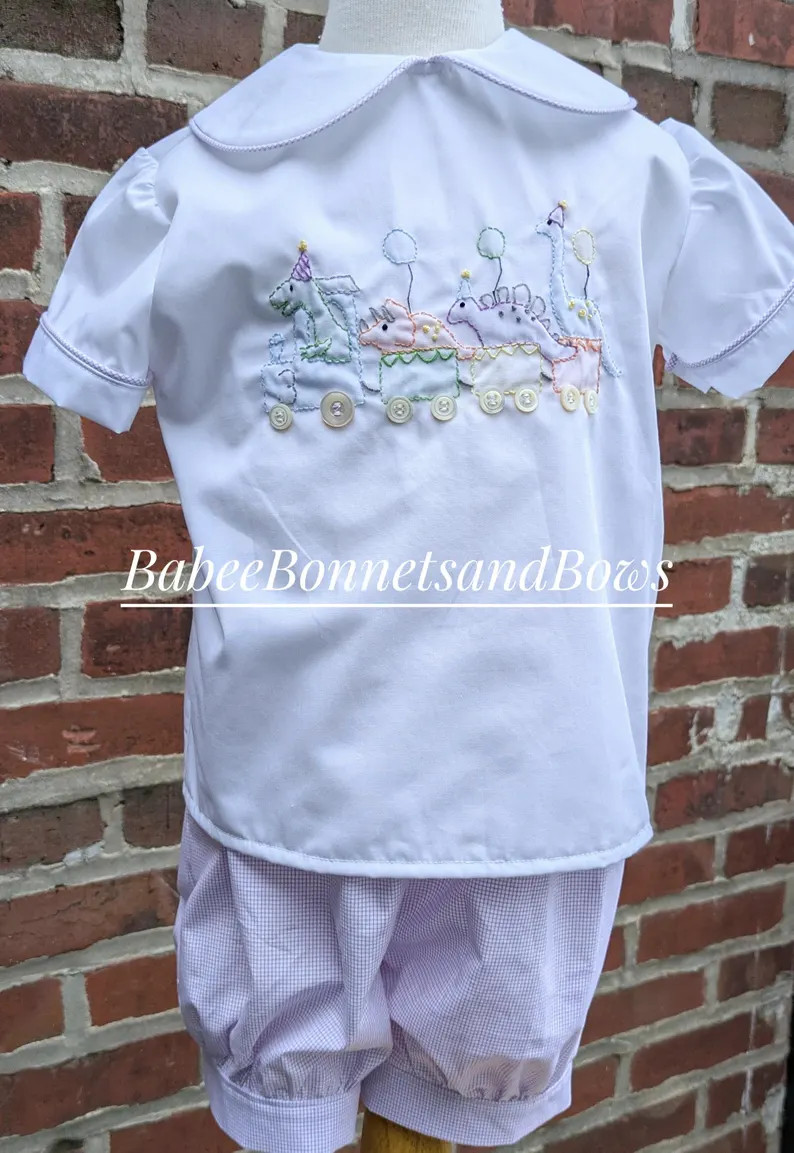 Dinosaur train birthday short set boys birthday shirt and shorts hand embroidered dinosaur train ... | Etsy (Global)