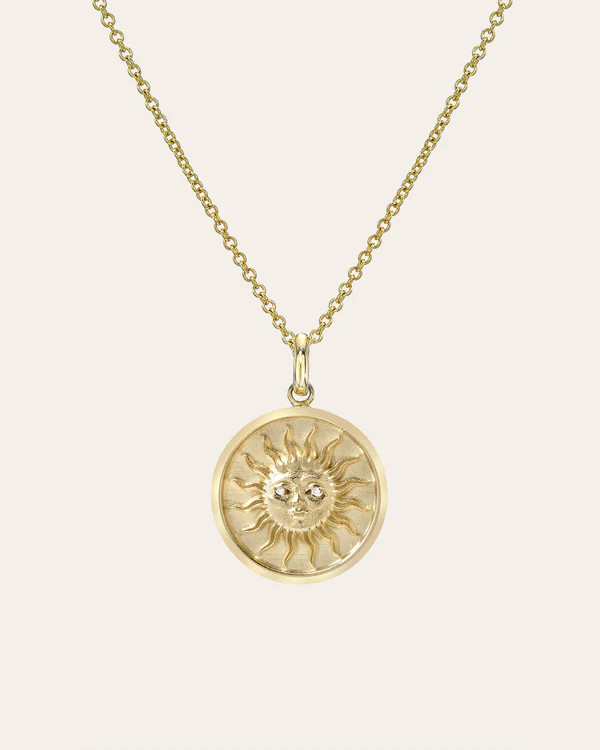 14k Gold Diamond Sun Medallion Necklace | Zoe Lev Jewelry