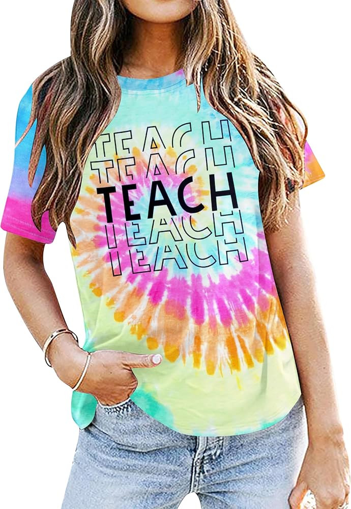 Teacher Shirts Women Kindergarten Teacher Shirt Funny Alphabet Print Tee Tops Cute Inspirational ... | Amazon (US)