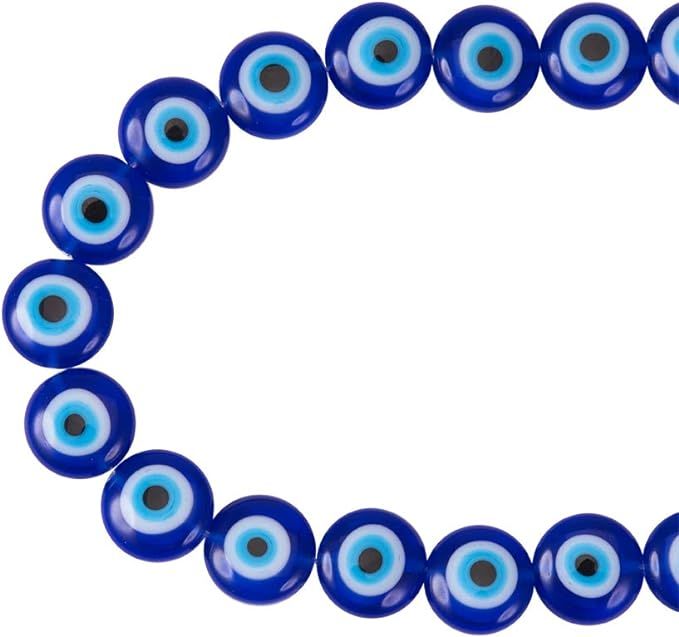 NBEADS 1 Strand Evil Eye Beads, Lampwork Beads, Flat Round Spacer Beads Handmade Glass Beadsfor B... | Amazon (UK)