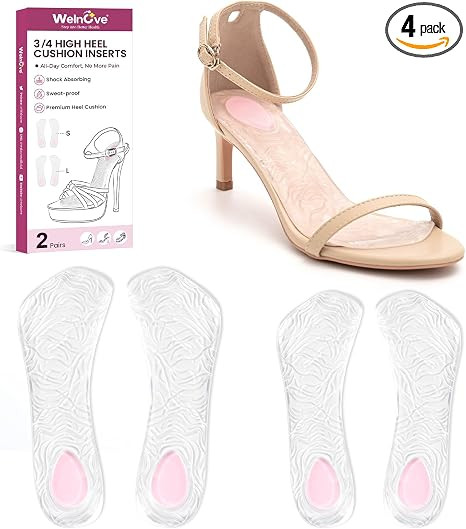 High Heel Cushion Inserts for Women - Welnove Dual-Density Gel 3/4 Invisible Insoles Prevent Feet... | Amazon (US)