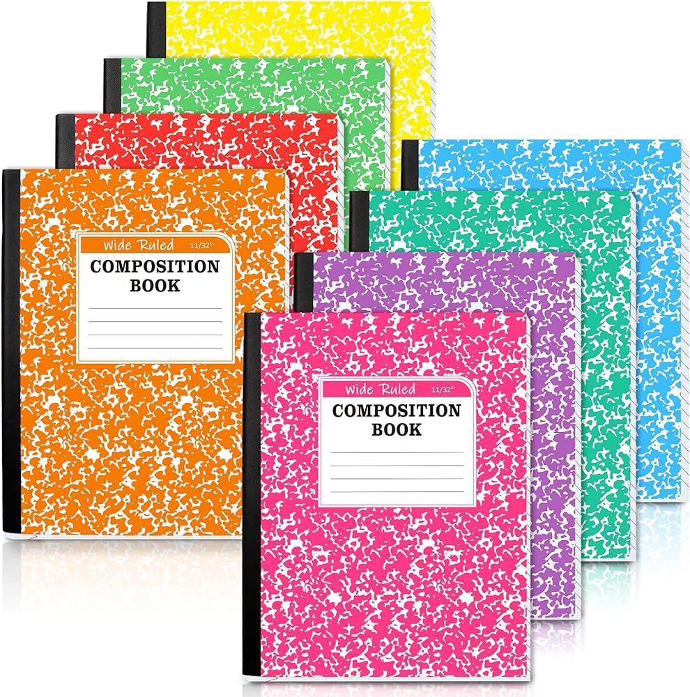 feela Composition Notebook, 8 Pack 8 Pastel Colors Wide Ruled Composition Books Bulk, Marble Cove... | Amazon (US)