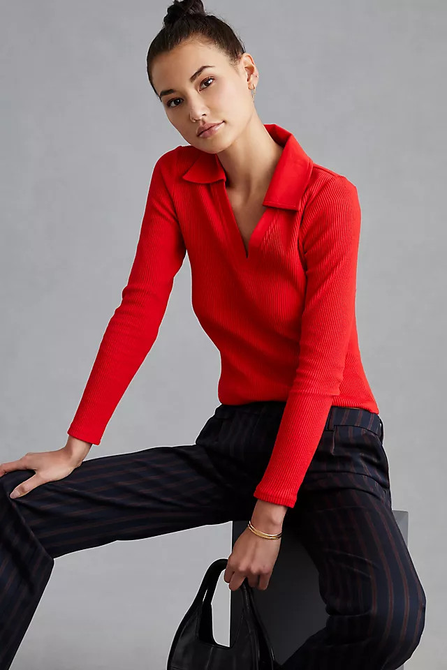 DOLAN Ribbed V-Neck Top | Anthropologie (US)