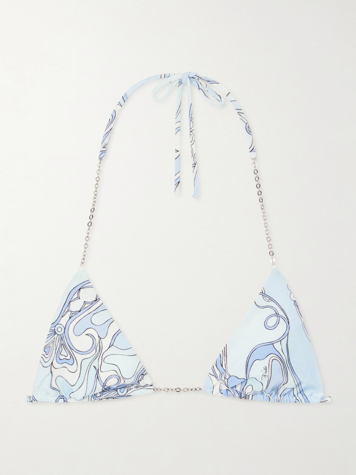 PUCCI - Printed Triangle Bikini Top - Blue | NET-A-PORTER (US)