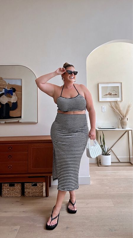 10 Days of Matching Sets | Day 3 🖤🤍 Love a good stripe set!! This would be so cute for vacation and I love how versatile these pieces are as separates as well!

It comes in 2 other color ways! And is under $110 for the set!

I’m wearing the size XL, it runs true to size and has stretch! It’s very comfy and not see through at all!

#LTKsalealert #LTKcurves #LTKstyletip