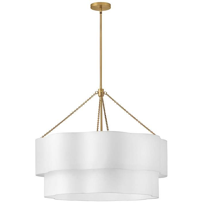 Hinkley Gwen 32" Wide Lacquered Brass 2-Tier Drum Chandelier | Lamps Plus