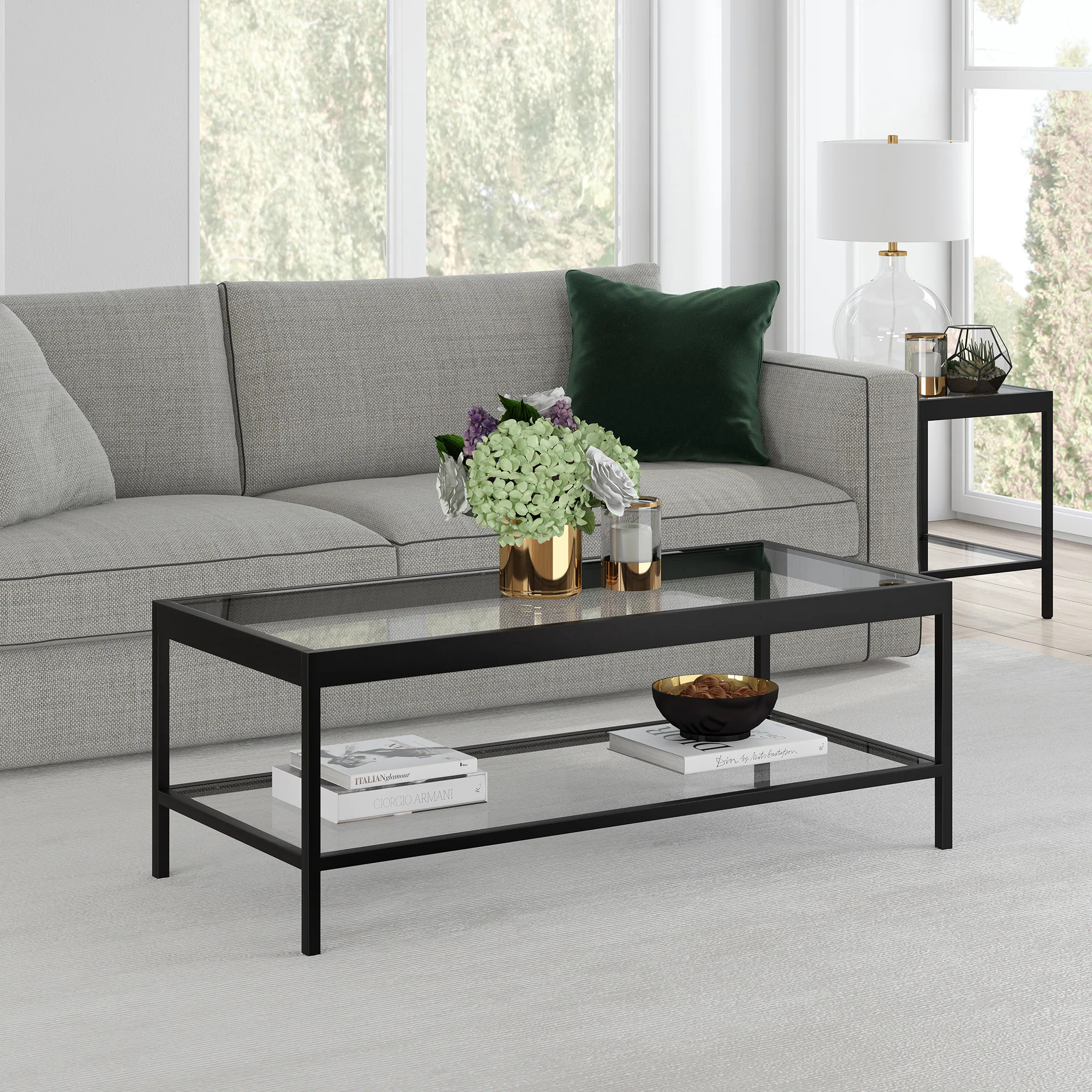 Hailey Home Modern Metal Blackened bronze 45-in W x 17-in H Coffee Table one_size | CT0378 | Lowe's