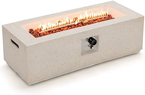 Tangkula 50,000 BTU Outdoor Fire Pit Table, 42" Rectangle Terrazzo Propane Gas Fire Table with Au... | Amazon (US)